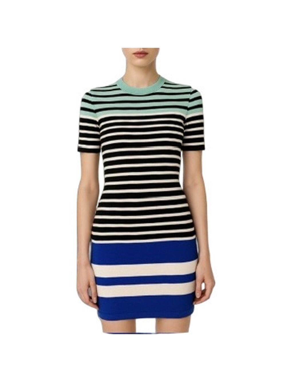 T Alexander Wang Short Sleeve Stripe Bodycon Mini Dress Stretch Multicolor S